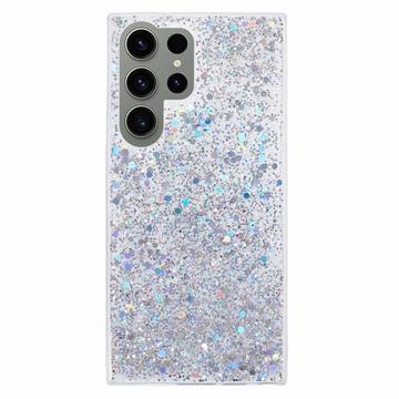 Samsung Galaxy S23 Ultra Glitter Flakes TPU Maska - Srebrna