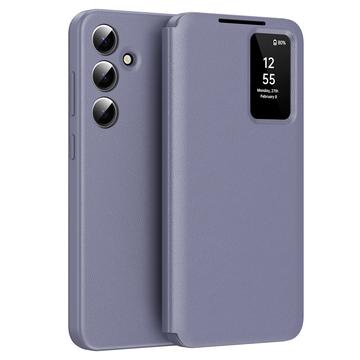 Samsung Galaxy S24 FE Smart Clear View Flip Case with Card Slot - Grey Purple