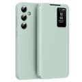 Samsung Galaxy S24 FE Smart Clear View Flip Case with Card Slot - Light Green