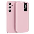 Samsung Galaxy S24 FE Smart Clear View Flip Case with Card Slot - Pink
