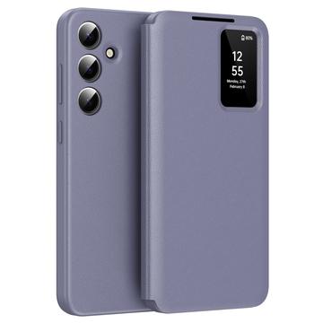 Samsung Galaxy S24 Smart Clear View Flip Case with Card Slot - Grey Purple
