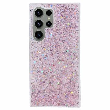 Samsung Galaxy S24 Ultra Glitter Flakes TPU Maska - Roze