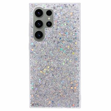 Samsung Galaxy S24 Ultra Glitter Flakes TPU Maska - Srebrna