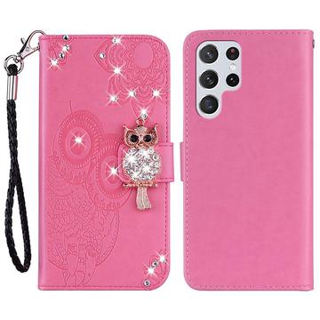 Samsung Galaxy S24 Ultra Owl Rhinestone Wallet Case