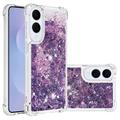 Samsung Galaxy S25 Edge Glitter Quicksand TPU Case - Purple Hearts