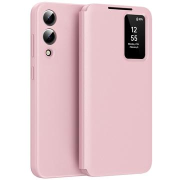 Samsung Galaxy S25 Edge Smart Clear View Flip Case with Card Slot - Pink