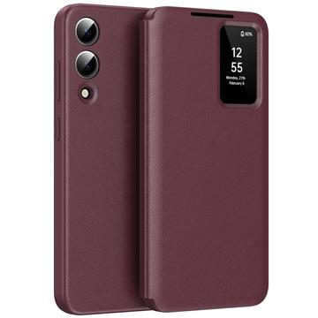 Samsung Galaxy S25 Edge Smart Clear View Flip Case with Card Slot - Wine Red