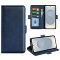 Samsung Galaxy S25 Edge Wallet Case with Magnetic Closure - Calf Texture - Blue