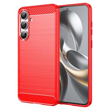 Samsung Galaxy S25 FE Brushed TPU Case - Carbon Fiber - Red