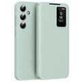 Samsung Galaxy S25 FE Smart Clear View Flip Case with Card Slot - Light Green