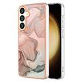 Samsung Galaxy S25 Marble Pattern Galvanizirana IMD TPU Maska - Roza
