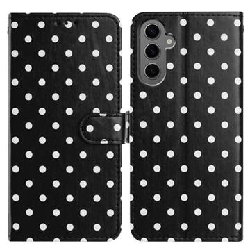 Samsung Galaxy S25 Polka Dot Pattern Wallet Case - Black