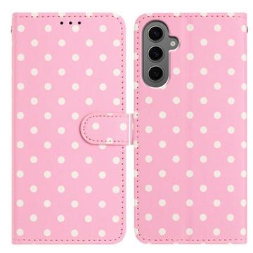 Samsung Galaxy S25 Polka Dot Pattern Wallet Case - Pink