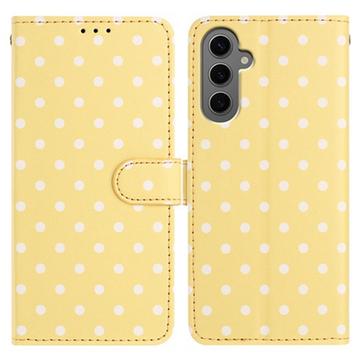 Samsung Galaxy S25 Polka Dot Pattern Wallet Case - Yellow