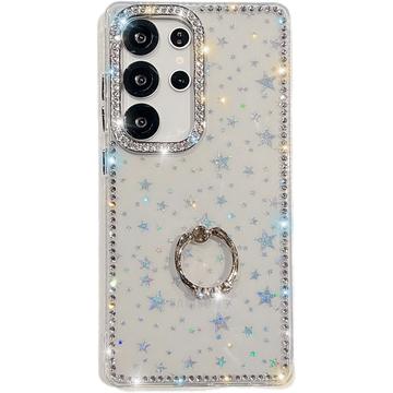 Samsung Galaxy S25 Ultra CrystalGlow Hybrid Case with Ring Holder - Stars / Transparent