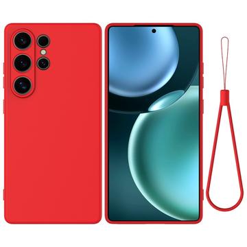 Samsung Galaxy S25 Ultra Liquid Silicone Case with Hand Strap - Red