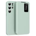 Samsung Galaxy S25 Ultra Smart Clear View Flip Case with Card Slot - Light Green