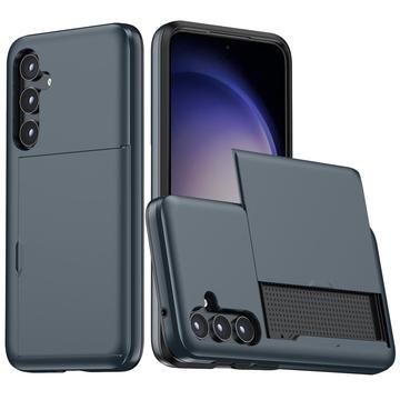 Samsung Galaxy S25+ Hibridna Maska sa Kliznim Slotom za Karticu - Tamnoplava