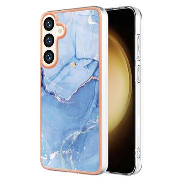 Samsung Galaxy S25+ Marble Pattern Galvanizirana IMD TPU Maska - Plava