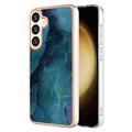 Samsung Galaxy S25+ Marble Pattern Galvanizirana IMD TPU Maska - Zelena