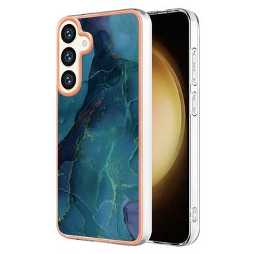 Samsung Galaxy S25+ Marble Pattern Galvanizirana IMD TPU Maska - Zelena
