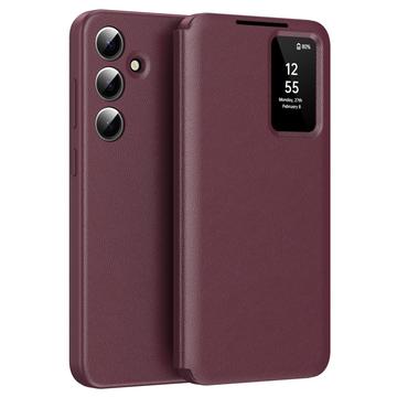 Samsung Galaxy S25+ Smart Clear View Flip Case with Card Slot - Wine Red