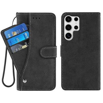 Samsung Galaxy S26 Ultra Elegant Retro Wallet Case with Rotating Card Holder - Black