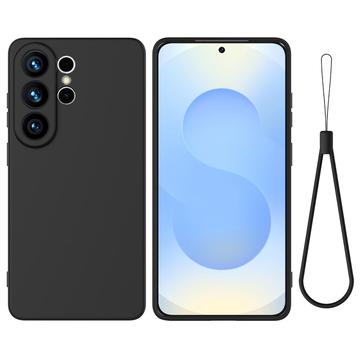 Samsung Galaxy S26 Ultra Liquid Silicone Case with Hand Strap - Black