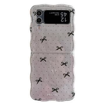 Samsung Galaxy Z Flip4 Stylish Wavy Edge TPU Case - Black Bows