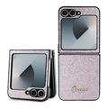 Samsung Galaxy Z Flip6/Z Flip7 FE Guess Glitter Flakes Metal Logo Hibridna Maska - Roze