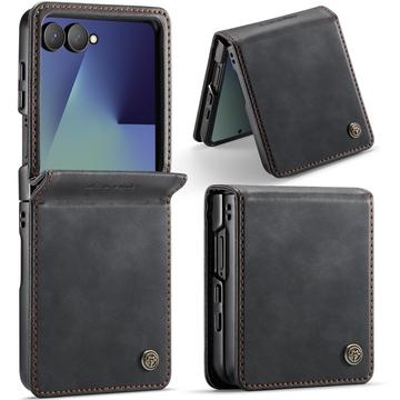 Samsung Galaxy Z Flip7 Caseme 033 Calf Texture Wallet Case with RFID Blocking - Black
