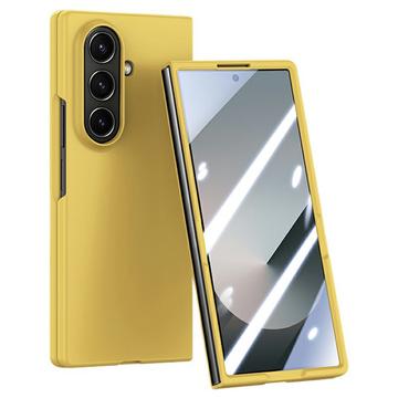 Samsung Galaxy Z Fold7 Plastic Case with Outer Tempered Glass Screen Protector - Yellow