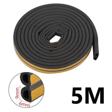 Self-Adhesive EPDM Sealing Strip for Doors and Windows - 5m, 9x6mm - Black
