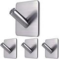 Self-Adhesive Stainless Steel Wall Hooks - 3kg Load, 4 Pcs.