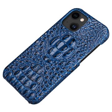 Luxury Crocodile iPhone 14 Plus Maska Presvučena Kožom - Plava