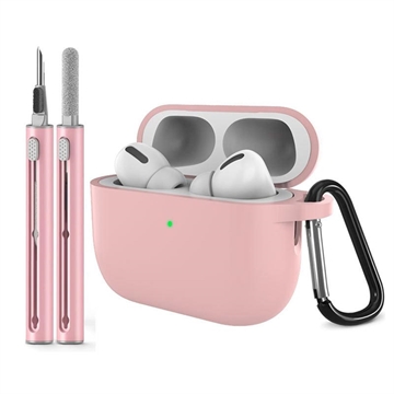 AirPods Pro 3 Silicone Case with Carabiner and Cleaning Pen - Pink