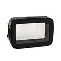 Single Layer Transparent Makeup Bag Waterproof PU Leather Cosmetic Bag - Black