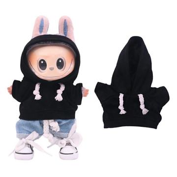 Solid-Color Hoodie for Labubu Mini Figure 17cm - Black