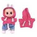 Solid-Color Hoodie for Labubu Mini Figure 17cm - Hot Pink