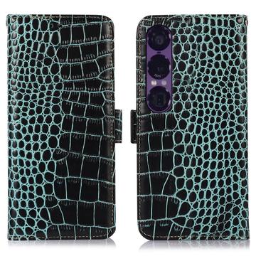 Sony Xperia 1 VII Crocodile Serija Kožna maska-Novčanik sa RFID-om