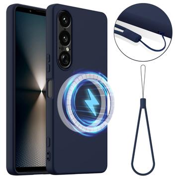 Sony Xperia 1 VII Maska od Tečnog Silikona - Kompatibilna sa MagSafe - Tamnoplava