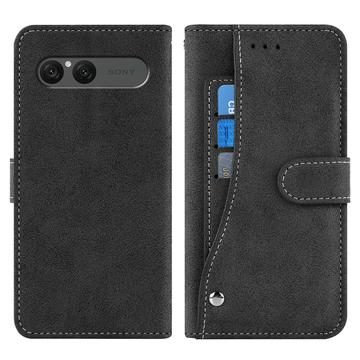 Sony Xperia 10 VII Elegant Retro Wallet Case with Rotating Card Holder - Black