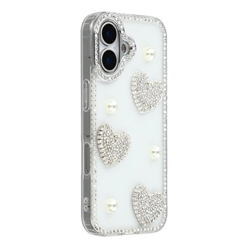 iPhone 17 Sparkling Love and Pearl Hybrid Case - Transparent