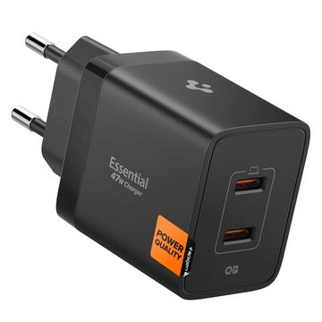 Spigen Essential EE472EU Dual USB-C Fast Wall Charger 47W - Black