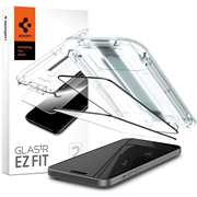iPhone 15 Pro Spigen Glas.tR Ez Fit Full Cover Zaštitno Kaljeno Staklo - 9H - 2 Kom. - Crne Ivice