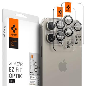 iPhone 16 Pro/16 Pro Max/17 Pro/17 Pro Max Spigen Glas.tR Ez Fit Optik Pro Zaštitno Staklo za Kameru - Natural Titanium