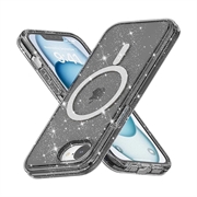 iPhone 16e Stylish Glitter Series Hibridna Maska - MagSafe Kompatibilnost - Crna