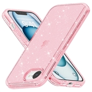 iPhone 16e Stylish Glitter Series Hibridna Maska - Roze
