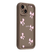 iPhone 13 Stylish Shockproof TPU Case with Raised Edges - Brown / Bow