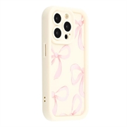 iPhone 15 Pro Max Stylish Shockproof TPU Case with Raised Edges - White / Big Bow